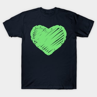 Pastel Green Heart Chalkboard Doodle T-Shirt